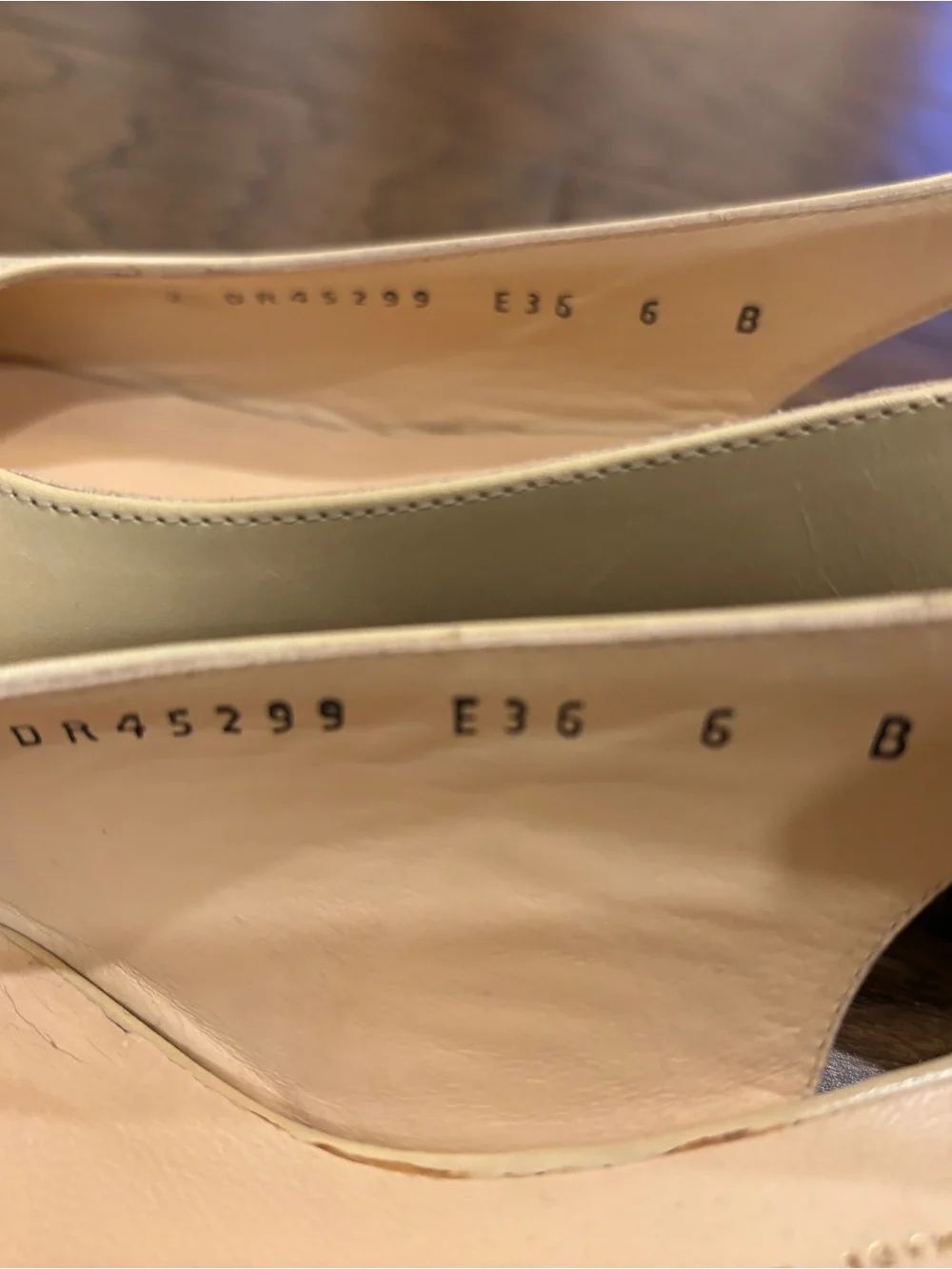 Salvatore Ferragamo Beige Leather Slingback Heels